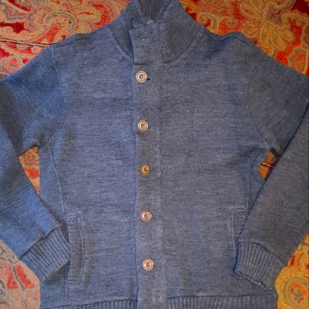 Gray Button up/Zip up Sweater. D-Lux Denim Brand.